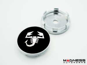 Center Wheel Caps - Black w/ Silver ABARTH Scorpion - 60mm